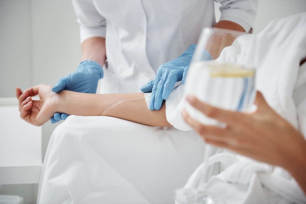 Patient Receiving IV Nutrient Therapy