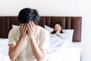 Man experiencing stress from erectile dysfunction without TriMix