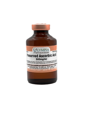 Bottle of 500MG/ML Ascorbic Acid injection solution