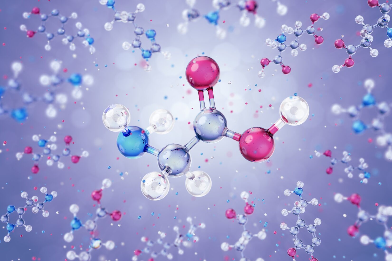 3D model of glycine, an amino acid