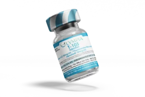 Olympia Trimix injection vial labeled “T-105” with striped cap